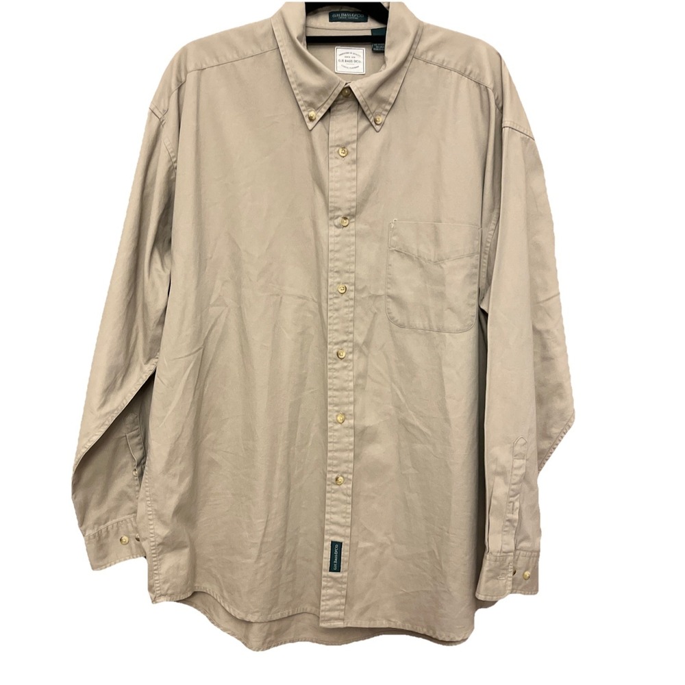 VTNG GH Bass Men's Button Up Shirt Size L Long sleeved Tan